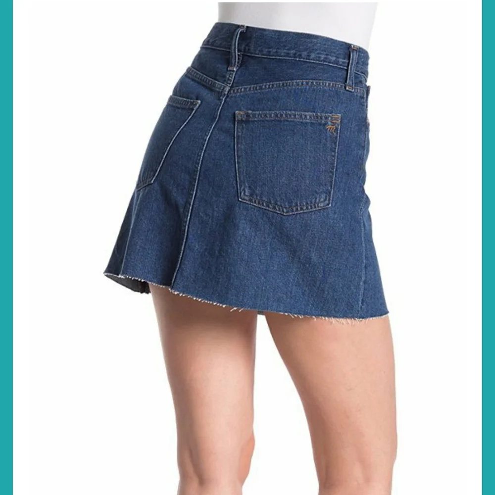 Madewell rigid denim a-line mini jean skirt raw hem